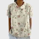 Floral Print V-Neck Short Sleeve Blouse