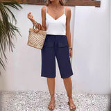 Wide Leg Cropped Culotte Trousers