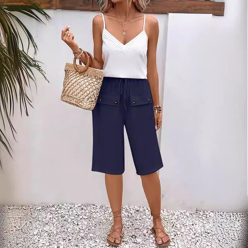 Wide Leg Cropped Culotte Trousers