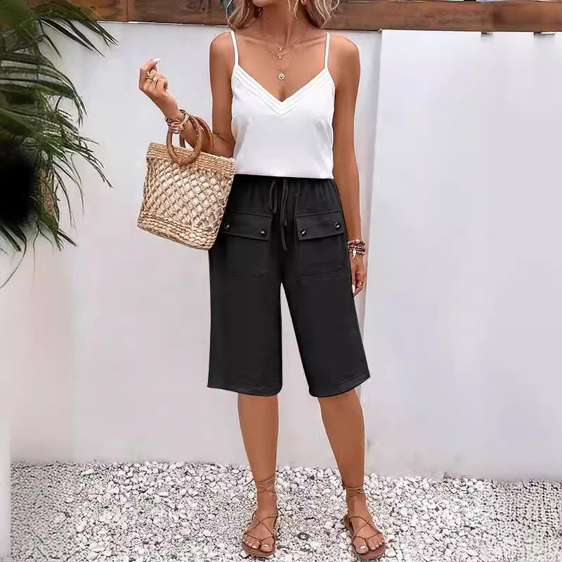 Wide Leg Cropped Culotte Trousers