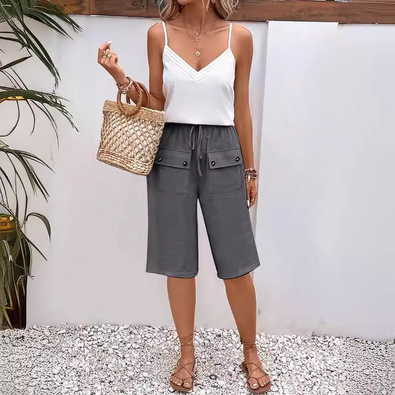 Wide Leg Cropped Culotte Trousers