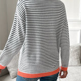 Women's Striped Crew Neck Knit Sweater