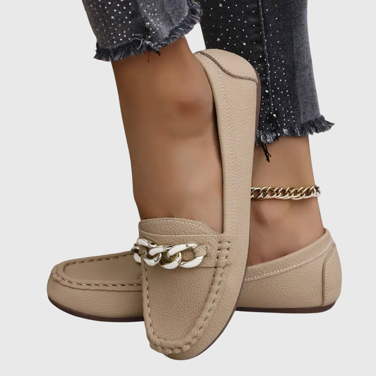 Chain Detail Slip-On Loafers