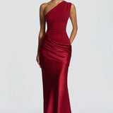 One Shoulder Ruched Maxi Dress