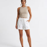 Women's Wide-Leg Elastic Waist Cotton Blend Shorts