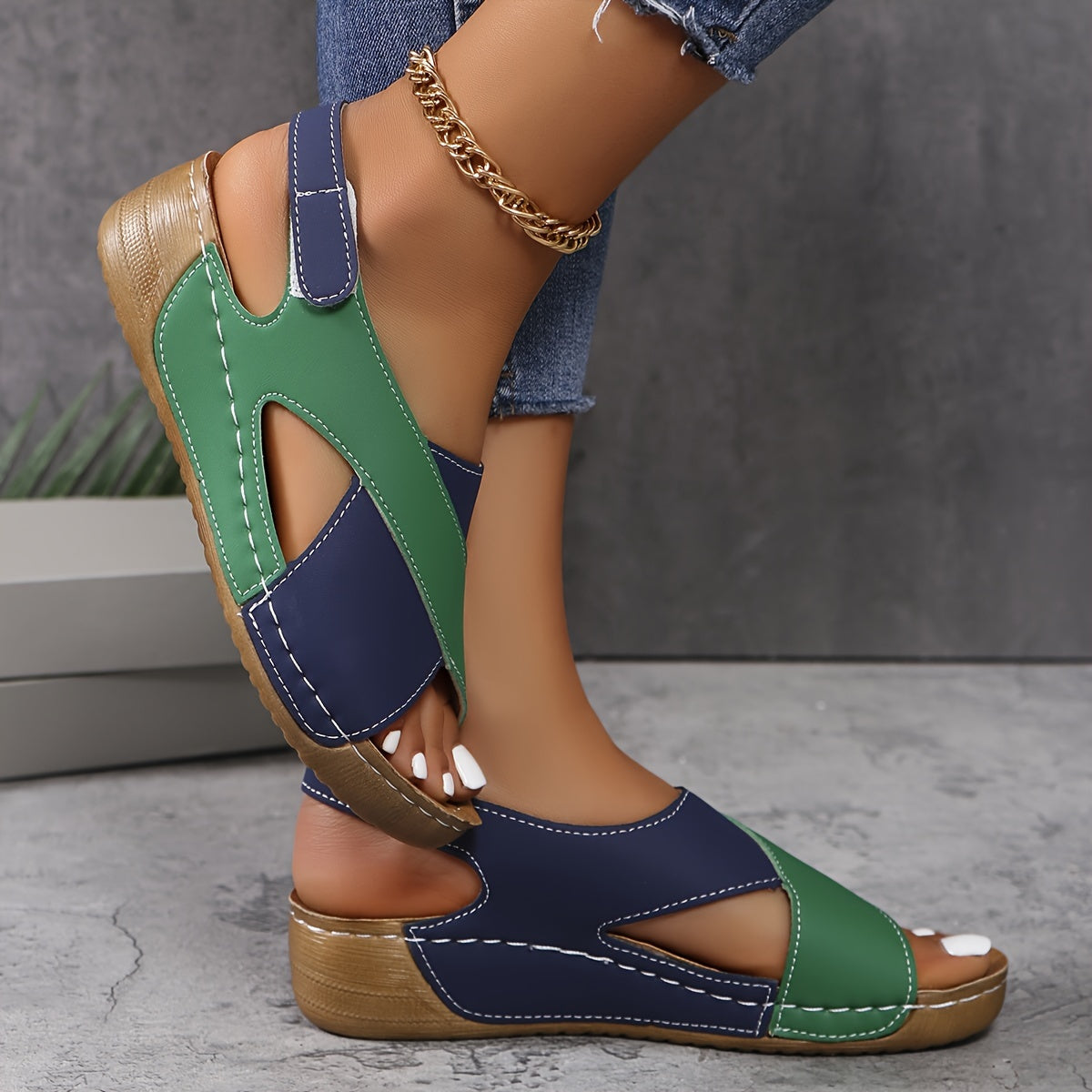 Cross Strap Platform Wedge Sandals