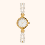 Women's Gold-Tone Watch with Natural Pearl Bracelet