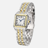 Women's Vintage Quartz Watch Square Stainless Steel Case