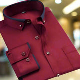 Men's Point Collar Shirt with Contrast Trim