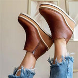 Women's Platform Ankle Boots with Cushioned Sole