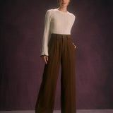 Women's High-Waist Button-Front Straight-Leg Trousers