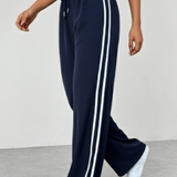 Women's Wide Leg Side Stripe Drawstring Trousers