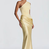 One Shoulder Ruched Maxi Dress