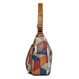 Women's Patchwork Leather Shoulder Bag with Zip Pocket