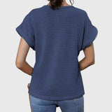Crochet Knit Short Sleeve Blouse