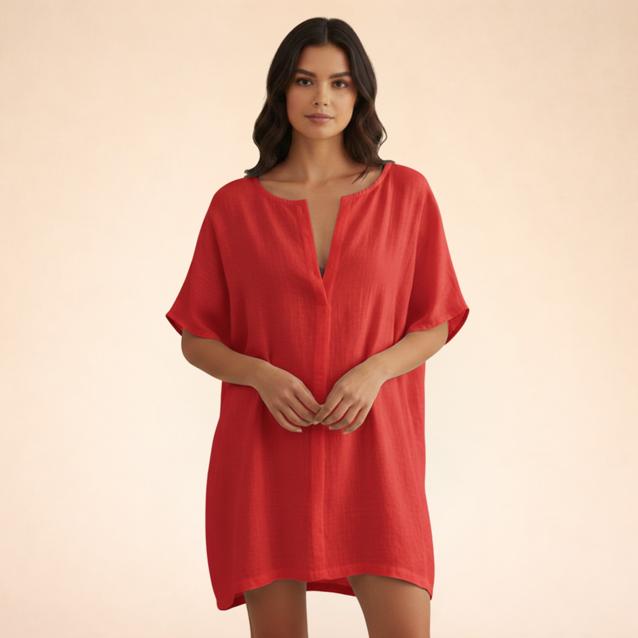 V-Neck Oversized Beach Cover Up
