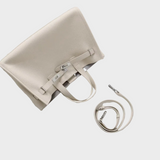 Large Structured Tote Bag with Belt Closure