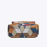 Women's Patchwork Leather Shoulder Bag with Zip Pocket