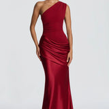One Shoulder Ruched Maxi Dress