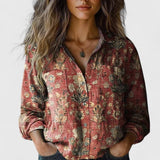 Vintage Floral Print Button Front Blouse