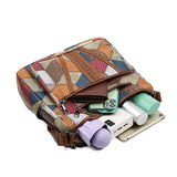 Women's Patchwork Leather Shoulder Bag with Zip Pocket