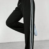 Women's Wide Leg Side Stripe Drawstring Trousers