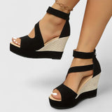 Cross Strap Platform Wedge Sandals