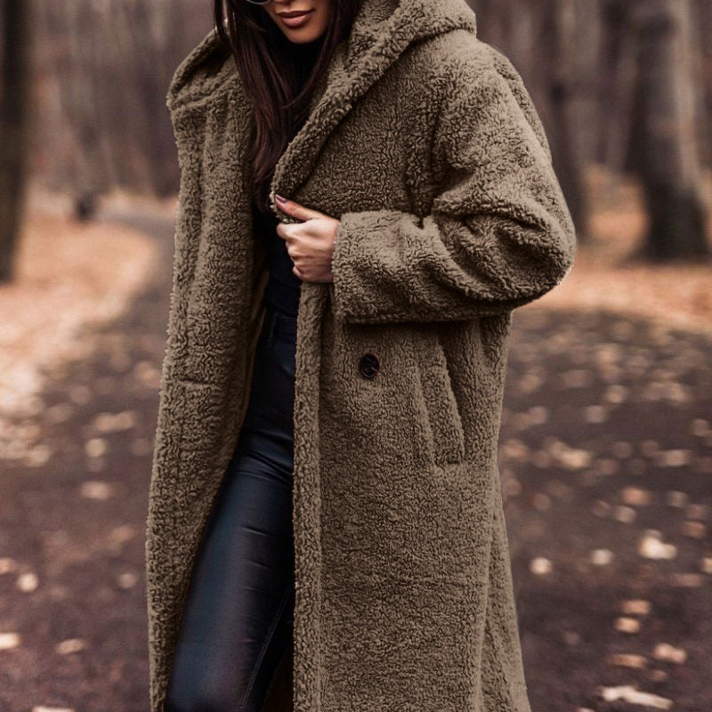 Long Teddy Fleece Button Coat