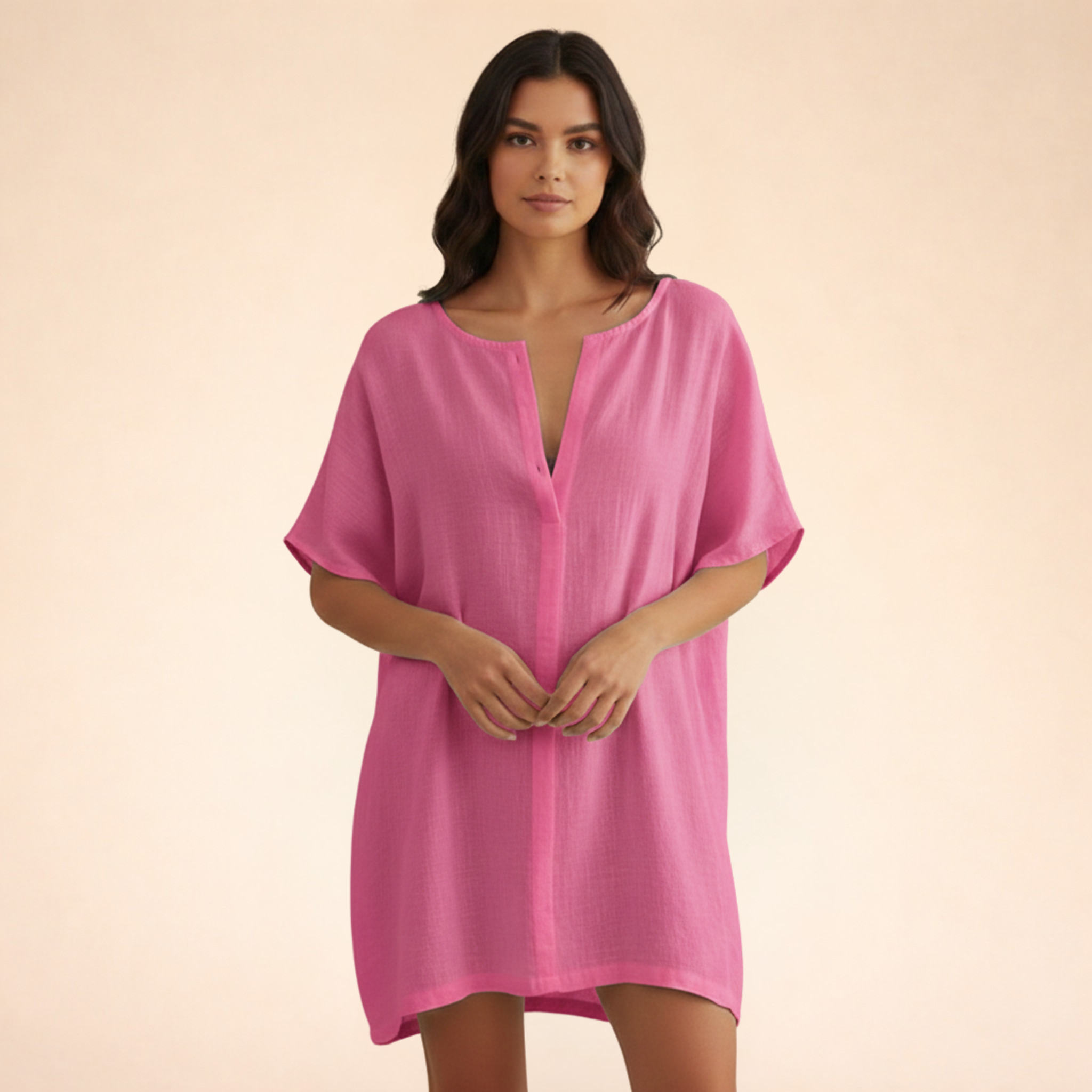 V-Neck Oversized Beach Cover Up