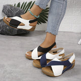 Cross Strap Platform Wedge Sandals