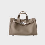 Large Structured Tote Bag with Belt Closure