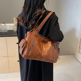 Women's Faux Leather Shoulder Bag with Detachable Strap