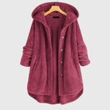 Hooded Button Front Sherpa Fleece Cardigan