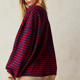 Oversized Striped Crewneck Sweatshirt