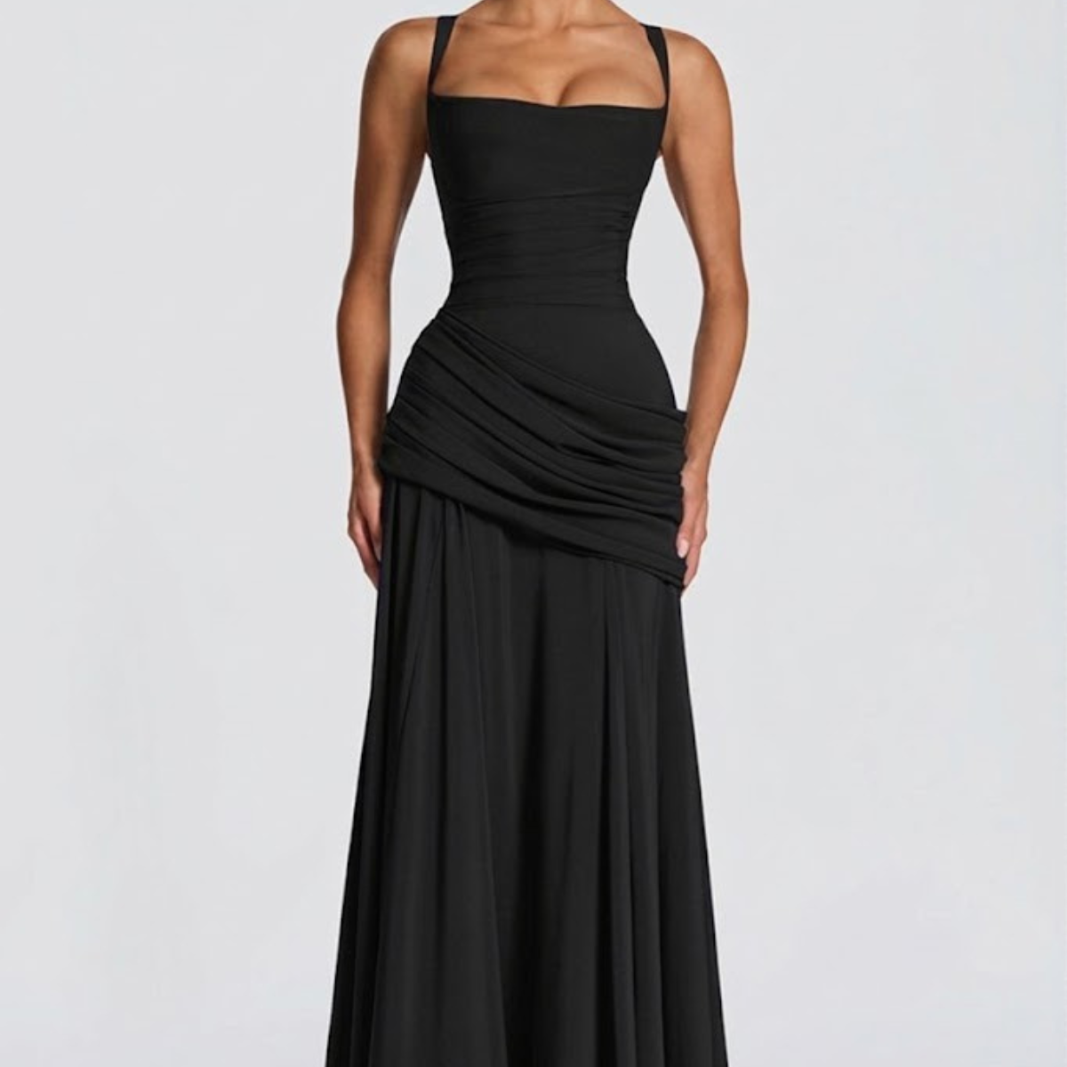 Strapless Draped Maxi Dress