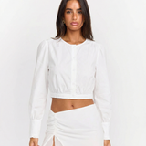 Cropped Long Sleeve Knit Top with Minimalist Design