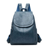 Women's Faux Leather Flap Backpack with Adjustable Straps