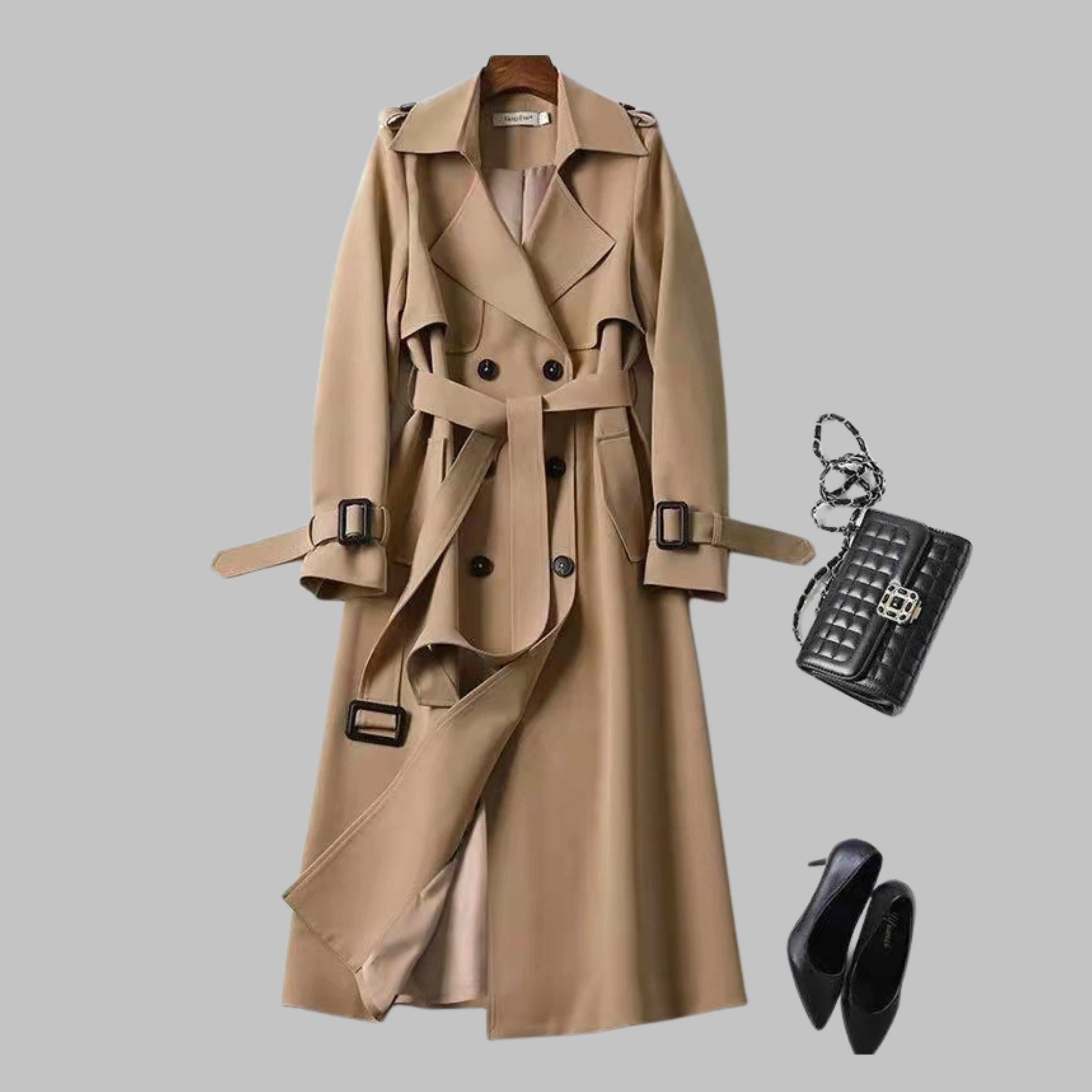 Belted Double-Breasted Trench Coat
