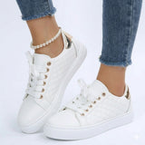 Women's Quilted Low-Top Sneakers with Cushioned Sole