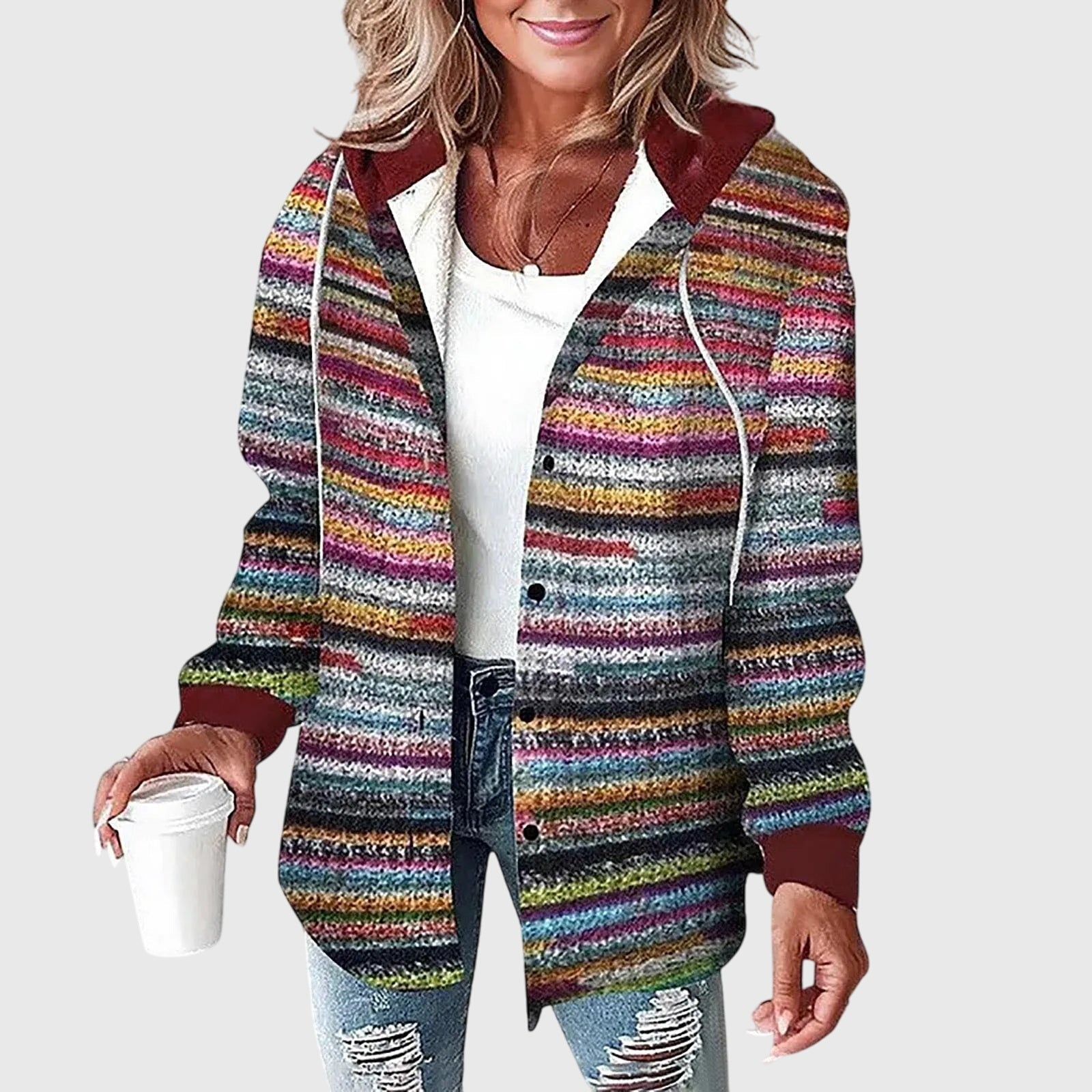Hooded Plaid Sherpa Shacket