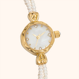 Women's Gold-Tone Watch with Natural Pearl Bracelet