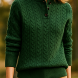 Women's Cable Knit Button Neck Sweater
