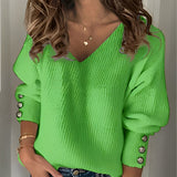 Ribbed Knit V-Neck Pullover