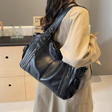 Women's Faux Leather Shoulder Bag with Detachable Strap