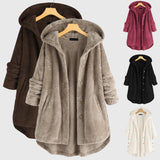 Hooded Button Front Sherpa Fleece Cardigan