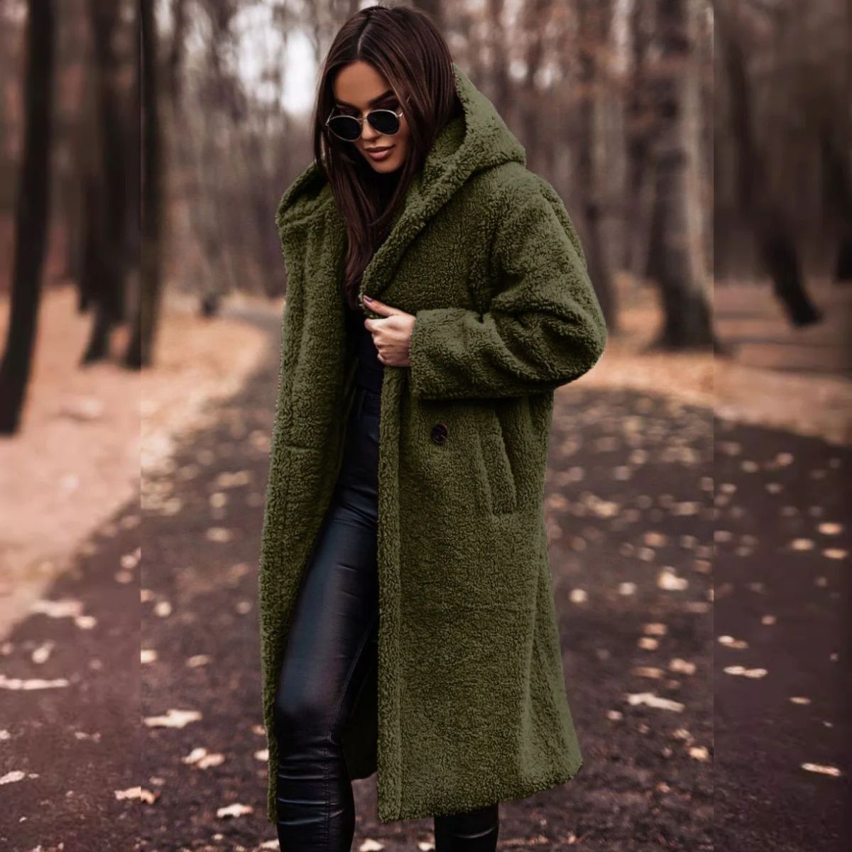 Women's Long-Sleeve Autumn Coat with Pockets