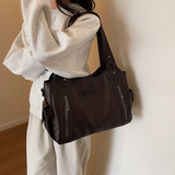 Women's Faux Leather Shoulder Bag with Detachable Strap