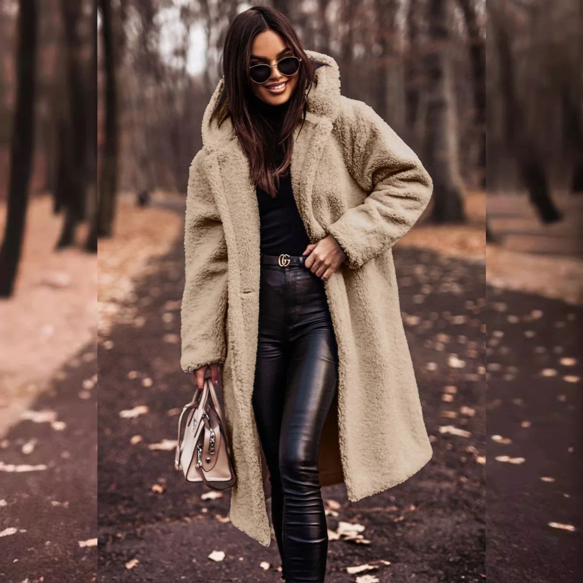 Women's Long-Sleeve Autumn Coat with Pockets
