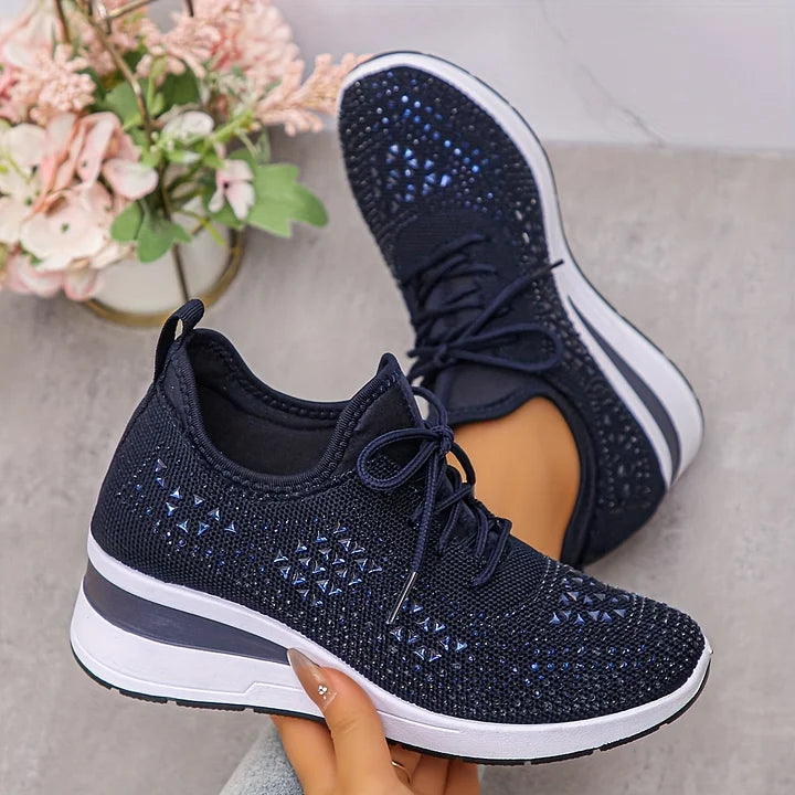 Women's Embellished Low-Top Lace-Up Platform Sneakers