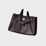Large Structured Tote Bag with Belt Closure